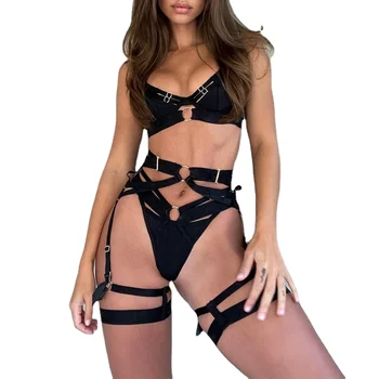 Summer New Complex Craft Womens Sexy Underwear Four- or Five-Piece Set Including Garter Hollow Out Underwire Lingerie