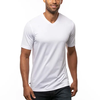 Custom High Quality Quick Dry V Neck T Shirts Men White Pima Cotton Blank Printed T-shirt With Logo