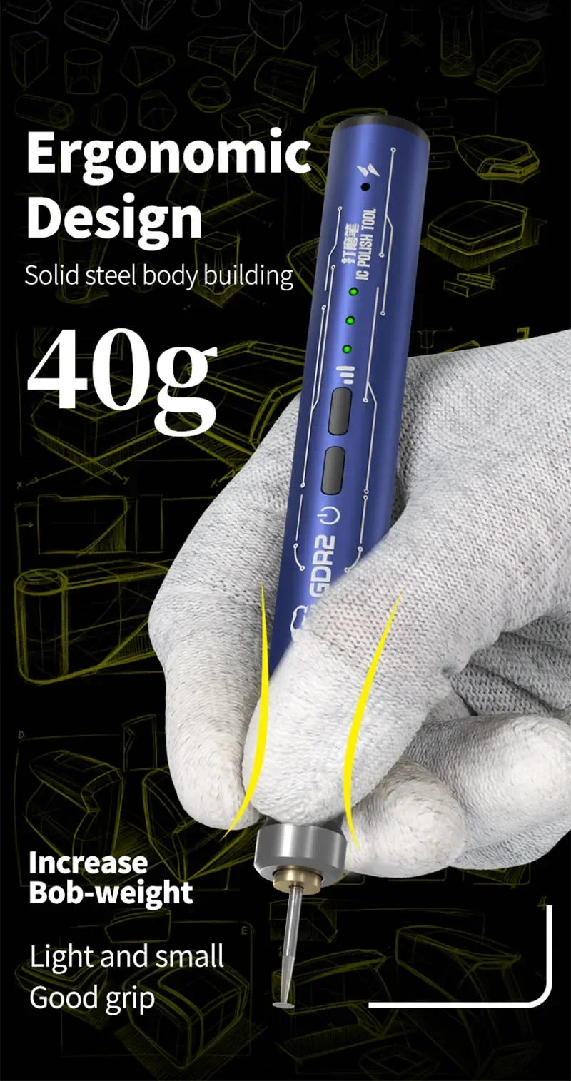 MECHANIC GDR2 Durability Rechargeable Polishing Pen for Mobile Phone Repair Micro Electric Polishing Tool
