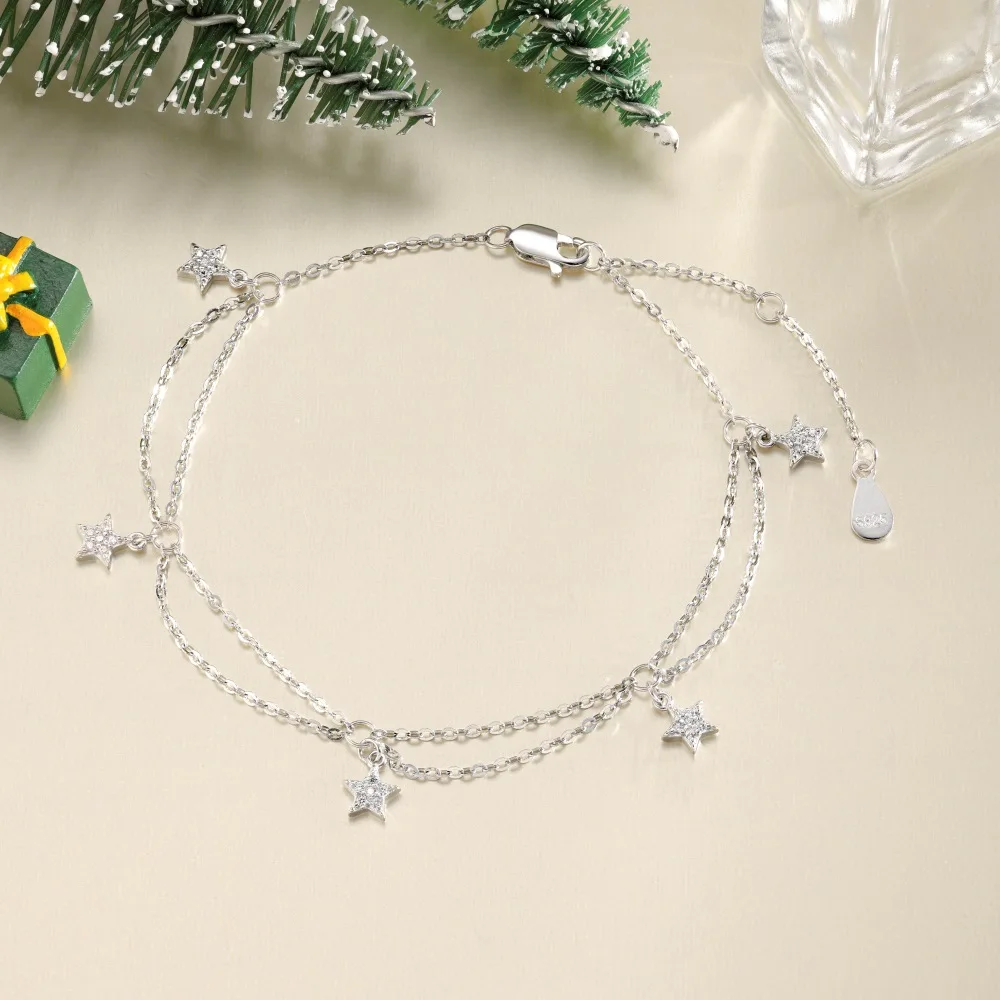KAKODIY Exquisite Fashion Boutique Jewelry Rhodium 18K Gold Plated 925 Sterling Silver Chain 5A Zirconia Star Pendant Bracelet Gift detail 5