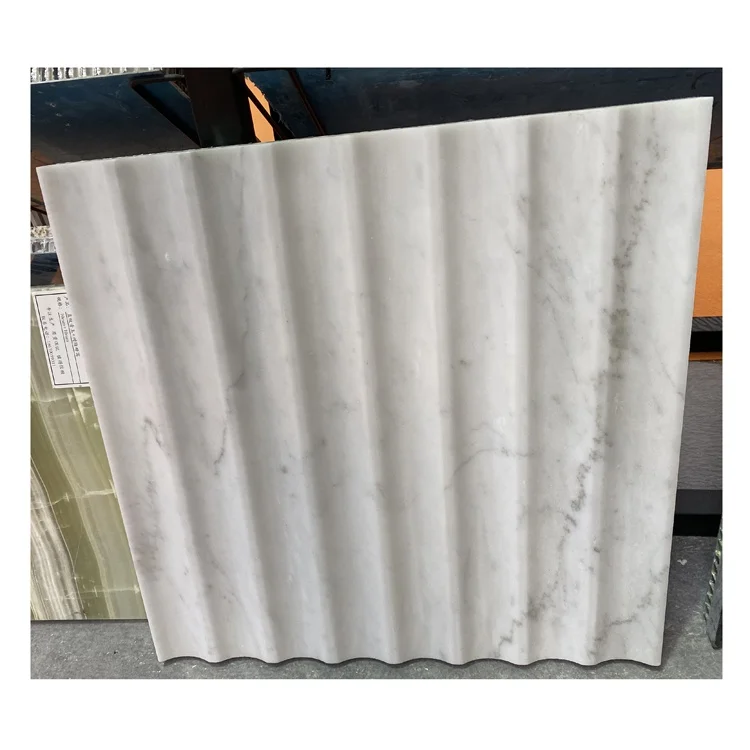 Honed Surface Concave Feature Tile Fluted Tile Carrara White Marble Wall Tiles Marble Wall Panel