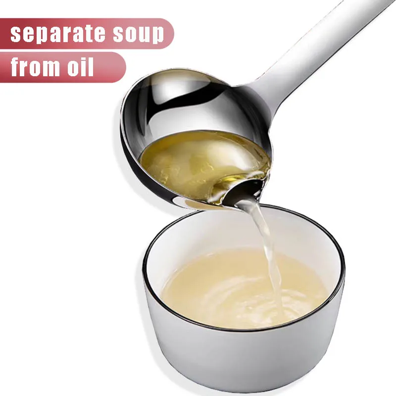 DealMux Metal Canteen Mess Hall Kitchen Soup Sauce Oil Ladle Spoon 47cm Length 