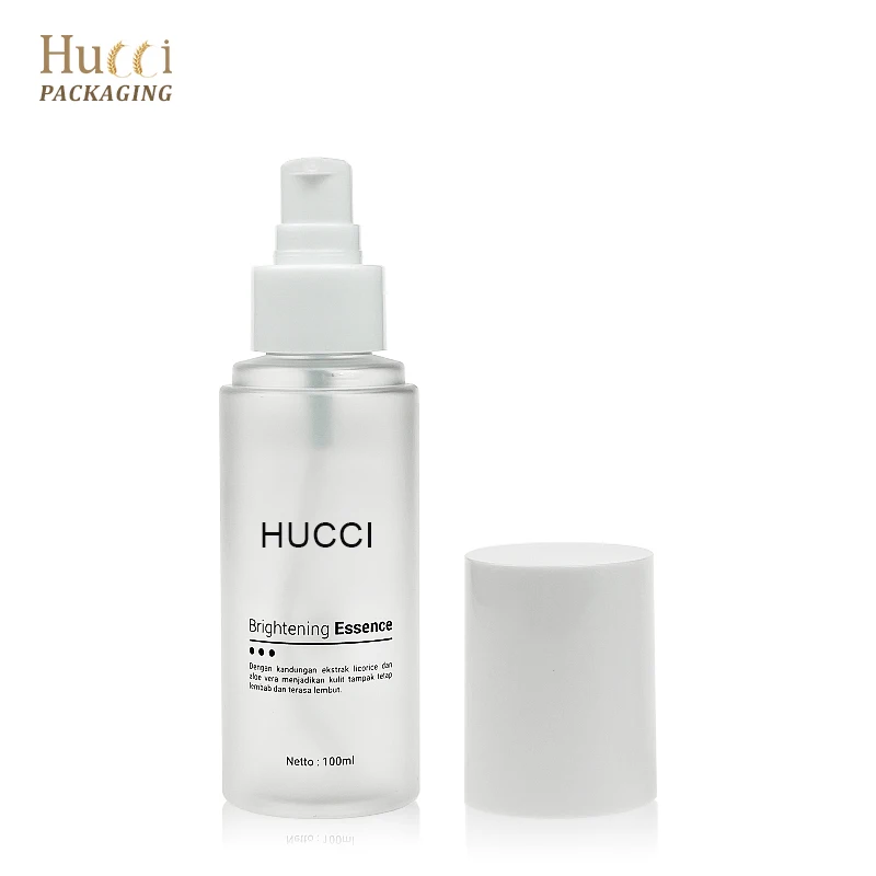 Custom 50ml 100ml White Cosmetic Packaging Empty Container Skincare Serum Brightening Essence Plastic Lotion PET Pump Bottle