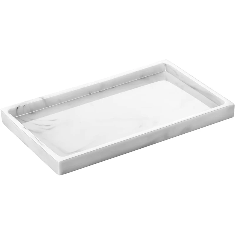 Custom Design Resin Decorative Tray Marble White Dresser Perfume
