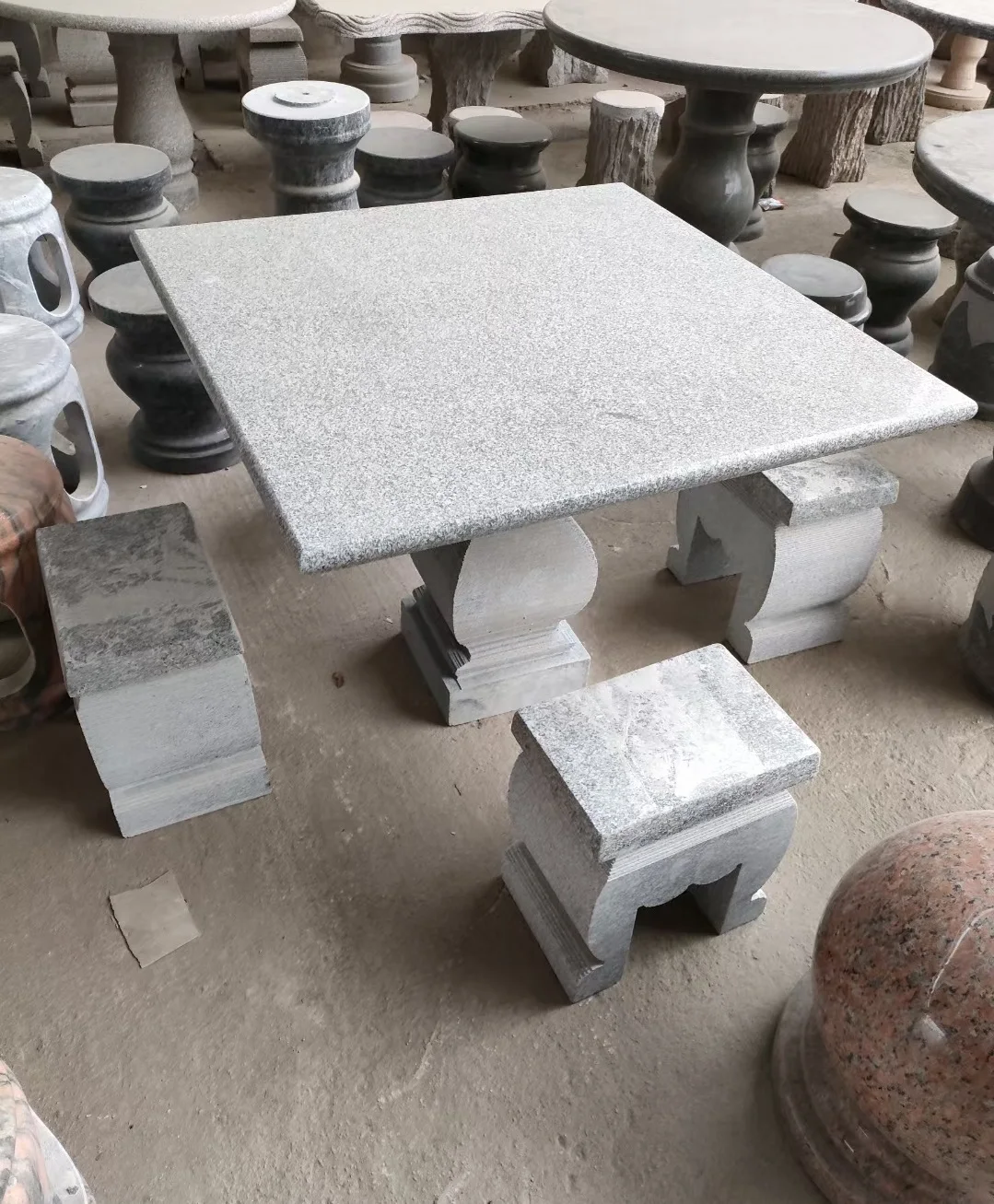 Custom Marble Granite Stone Garden Table With Benches And Chairs ...