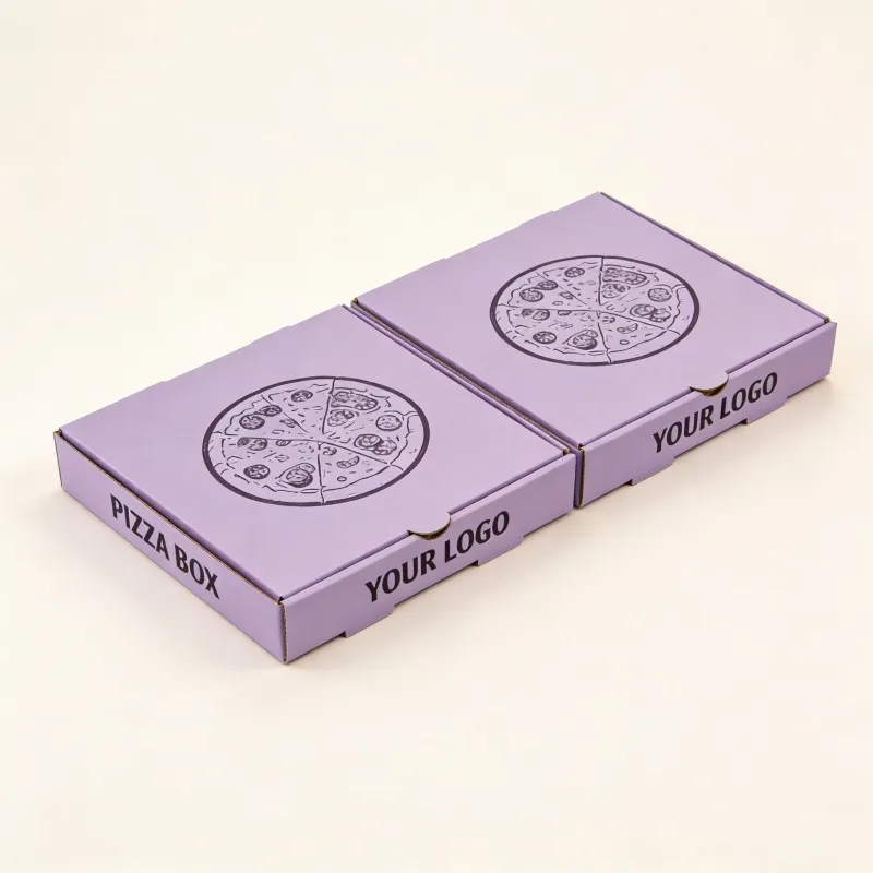 Custom Corrugated Pizza Box Biodegradable Recyclable Food Grade Soy Ink Printed Different Size Foldable Box for Food Takeaway