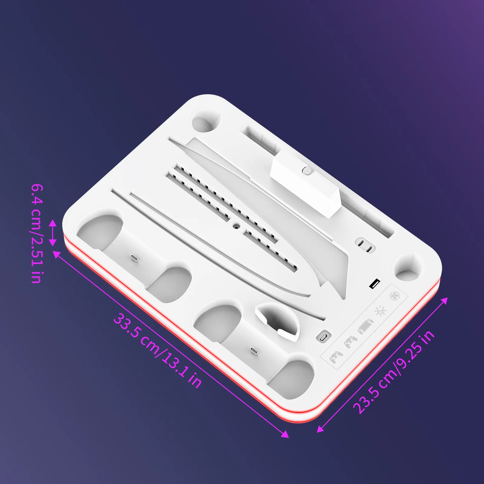 Laudtec LX341 Controller charging base with Host fan cooling base choose the lighting mode for different scenes For PS5 PS5 slim