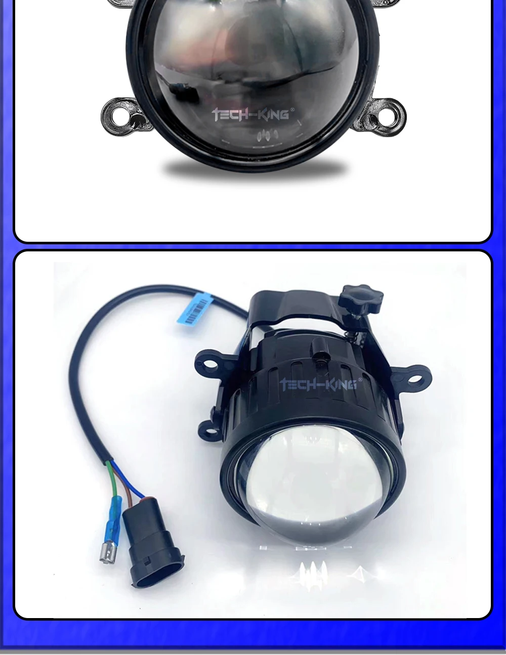 TECH-KING 3 inch 12V 45W/50W 6000K Car Bi LED Projector Lens Fog Light For Toyota Camry Corolla Prius Universal kit Fog lamp