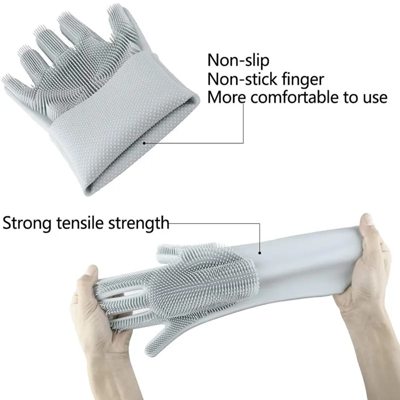 Волшебная губка для мытья посуды перчатки многоразовая силиконовая щетка резиновые термостойкие кухни ванной