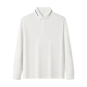 Wholesale New Fashion Men's Long Sleeve for Polo T-Shirt Sports Collar Shirt with Anti-Wrinkle Feature Solid Pattern Knitted