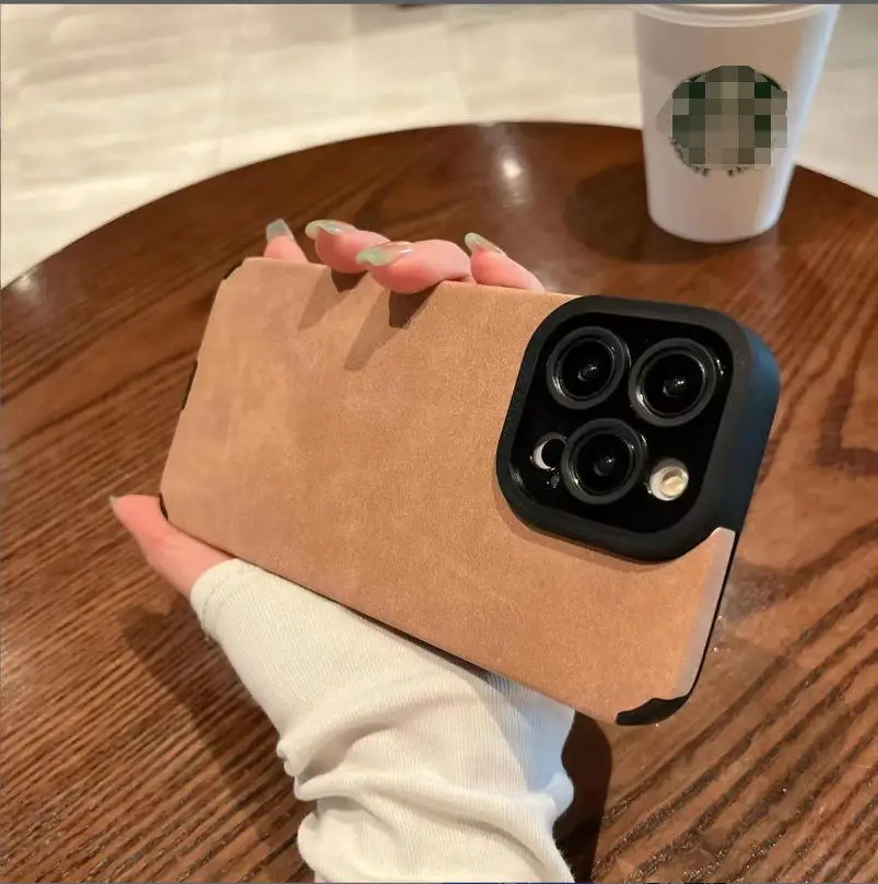 Luxury Suede Microfiber Shockproof Soft TPU Edge PU Smooth Leather Protective Case for iPhone 17 16 15 12 Series Mobile Phones