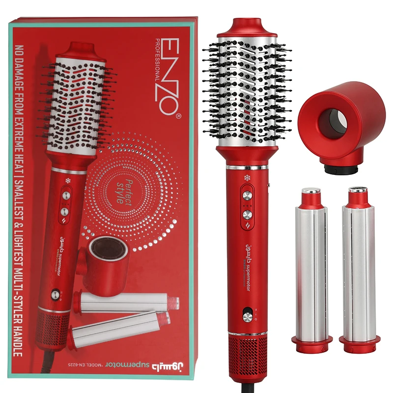 コロコロエアンデイーノ伸縮RED起毛 5ｘ3ｍｍBZセミドライオーダー料込 ENZO EN-6225 Rotating Hot Air Brush Curler & Straightener - High