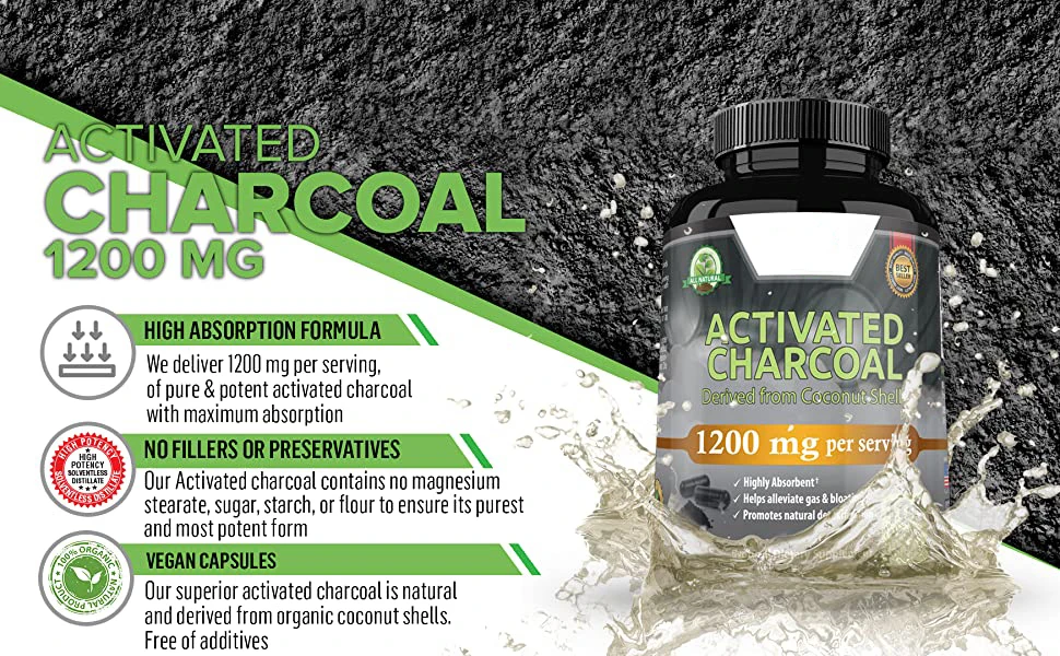 Activated Charcoal Capsules Helps Alleviate Gas & Bloating Promotes