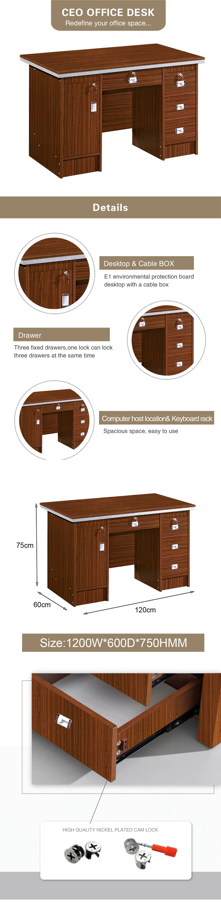 Gaming Large Top Wood Desktop Simple Style Study Computer Table For