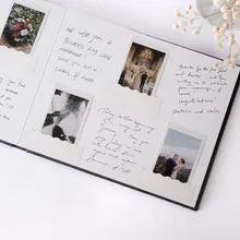 Luxury Lay Flat Wedding Guest Book with Polaroid Photo Slots Custom Gold Foil Velvet Cover Wedding Album Memory Book
