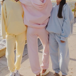 2026 Winter 360 Gsm Custom Logo Gym Fitness Athletic Cotton Set Active Wear Casual Sports Outfit Jogging Women 2pc Tracksuit