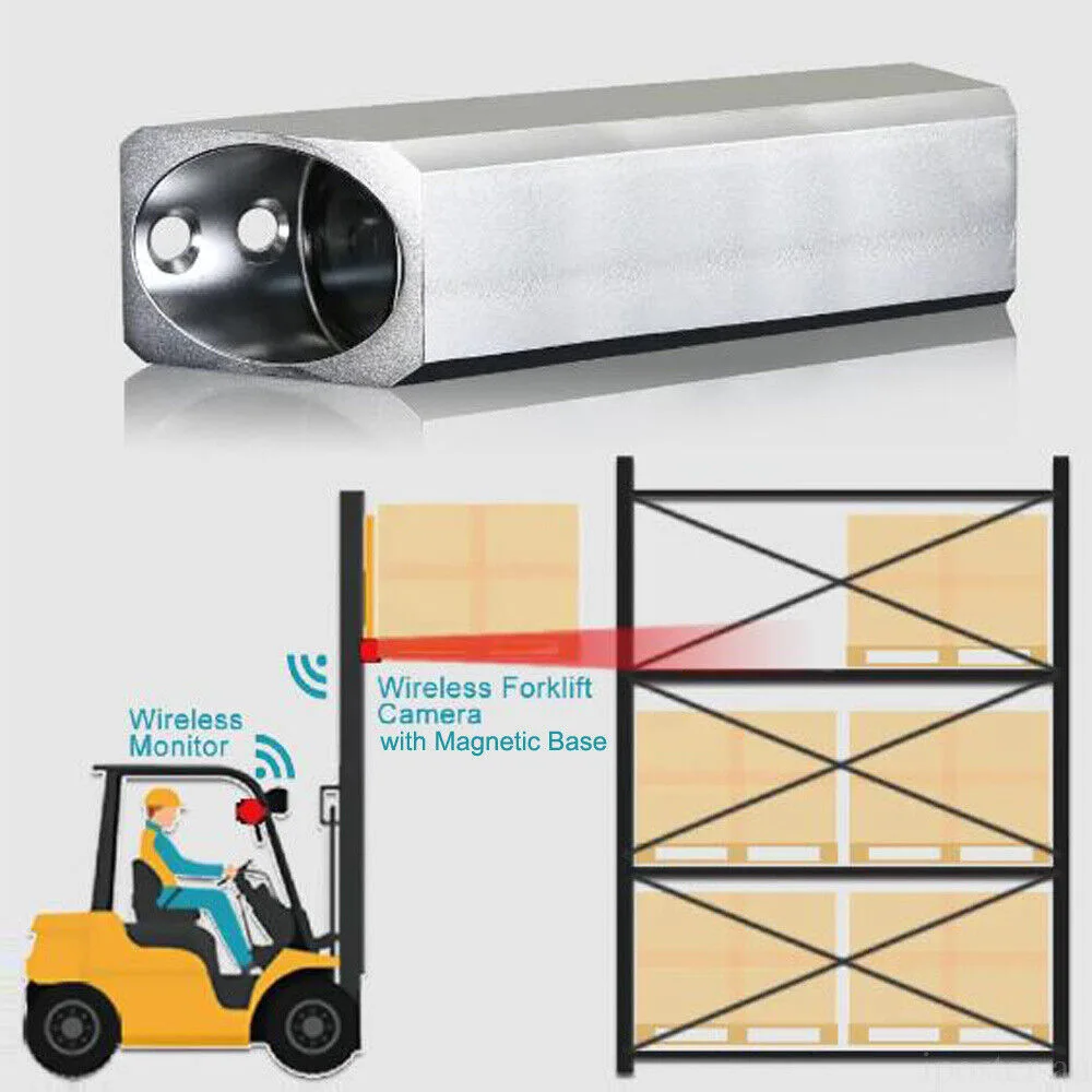 Digital Wireless 7" Monitor Camera Magnetic Front Rear View Avoid Blind Spots Secure Safety System with Laser for Forklift Fork