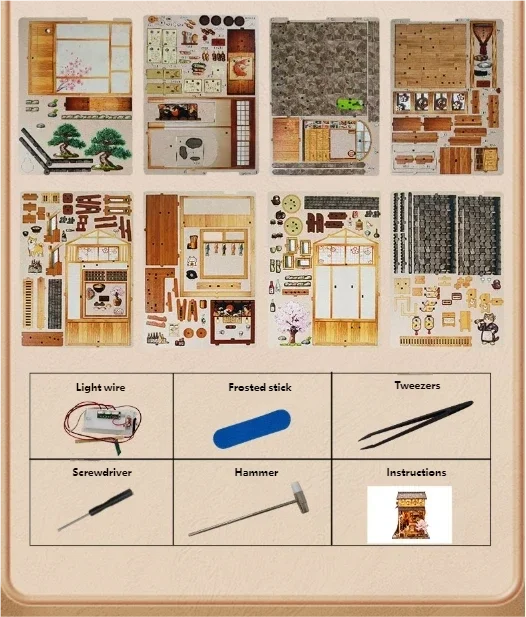 product diy miniature house  book nook kit   wooden dollhouse architecture model with complete miniature building set-7