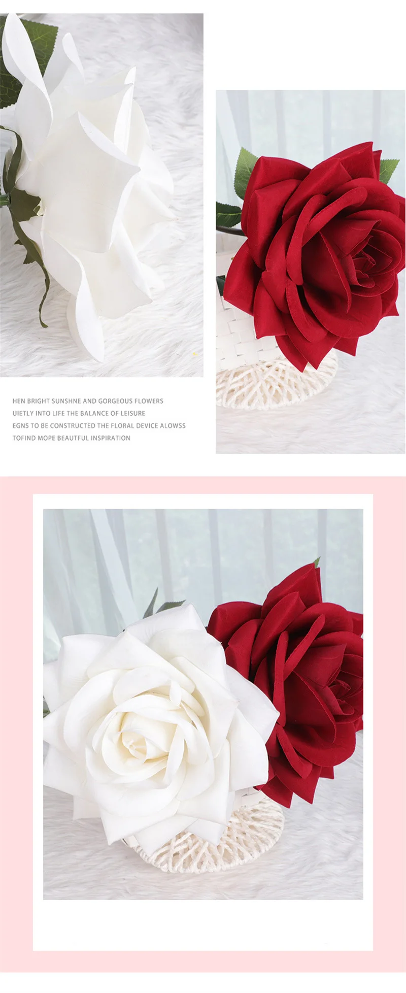 Valentine's Day 28cm Huge Rose Artificial Velvet Giant Flower For Home