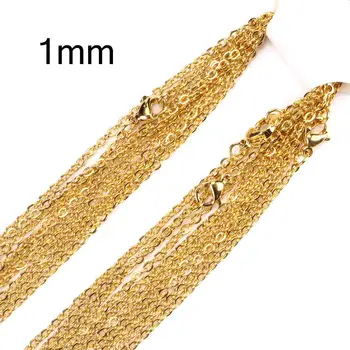 Wholesale 1mm Rolo Chain Necklace Gold/Silver Color 316L Stainless Steel Cable Chain Necklace