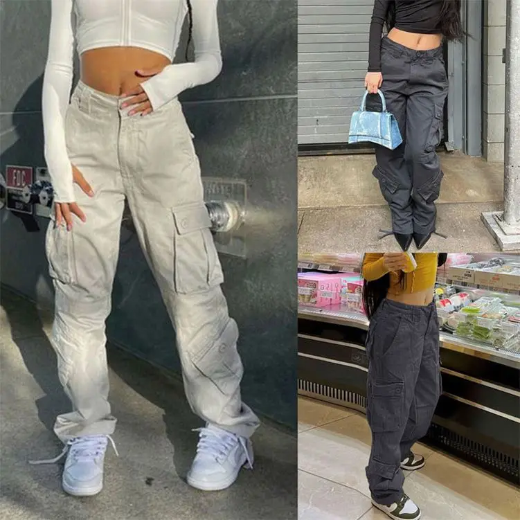 Custom Logo Streetwear Straight Pockets Khaki Brown Long Baggy Women Cargo  Pants Streetwear Outfits - Buy Tops Winter Fall Women Clothes Outdoor  Jacket,Women Plaid Jacket,Fall Clothing For Ladies Product on 