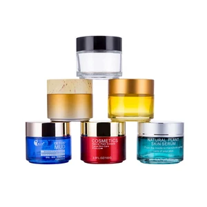 Thick 100ml 3.5oz Glass Cream Jar with Black Silver Cap for Cosmetics Packaging