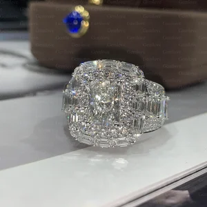 New Arrival Popular 14K/18K White Gold Men's Ring Featuring a 2.01ct Lab-Grown Radiant Cut Diamond Ideal for Business Gifting