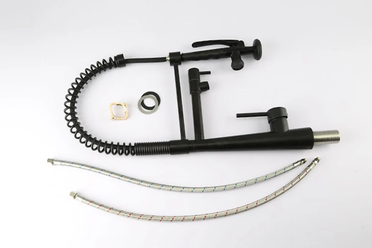 Mezclador de grifos de cocina con resorte extraíble de una sola palanca