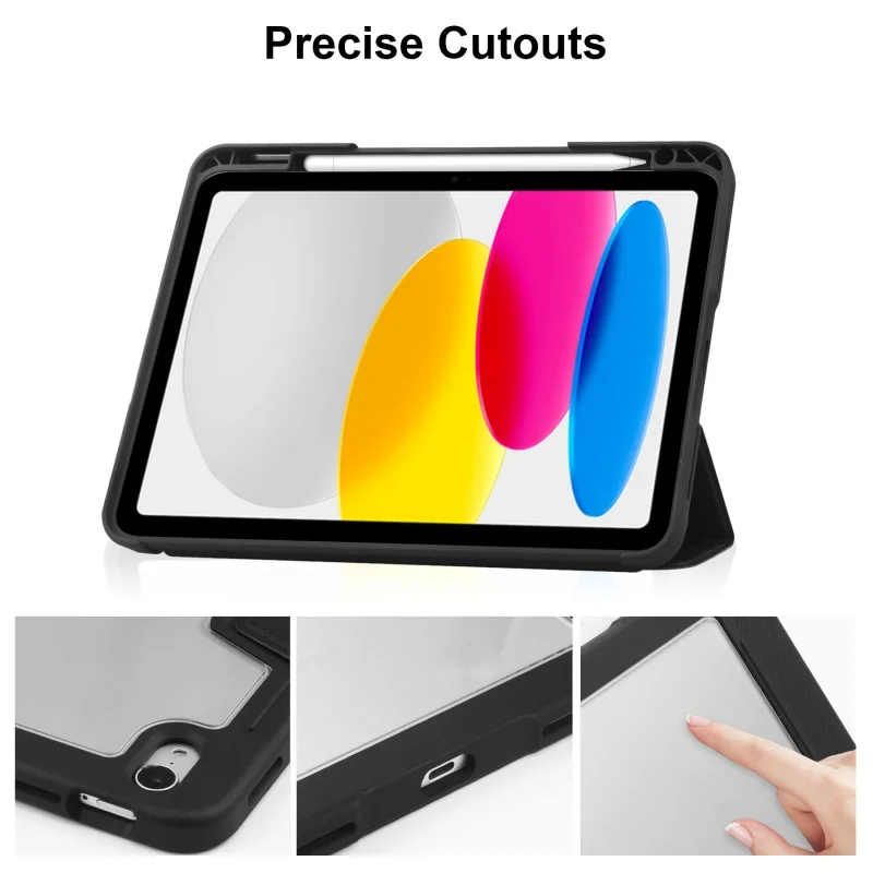 product wholesale oem premium pu leather tri fold stand smart cover for ipad air 11 auto wake sleep book style folio case with pen slot-4