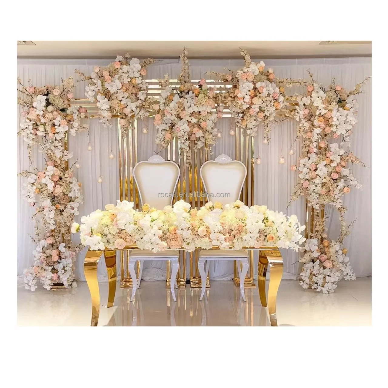 Grande Arche De Mariage Ronde En Métal Blanc – Support Élégant Pour Fleurs Et Décoration 200x220cm / 240x200cm