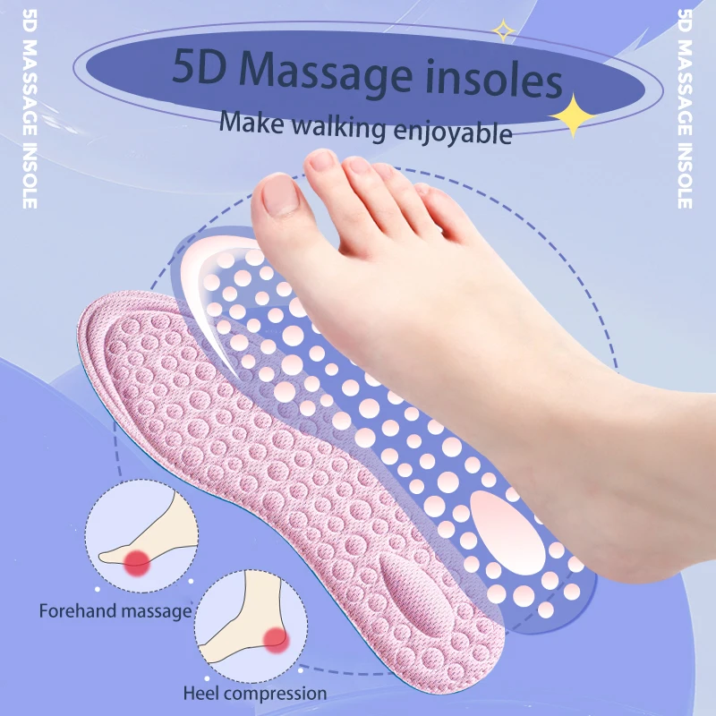 5D Comfort Insoles Women Breathable Soft Shoe Inserts
