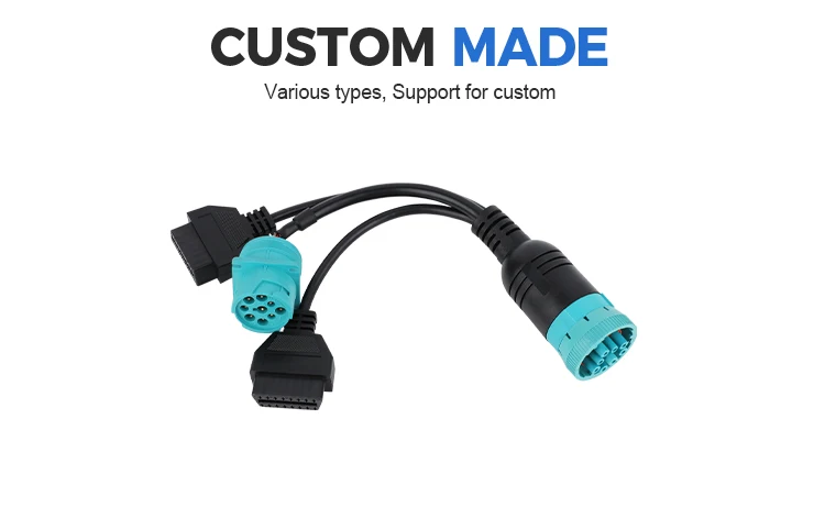 OEM ODM J1939 9PIn connector F To M OBD2 OBDII OBD connector cable supplier