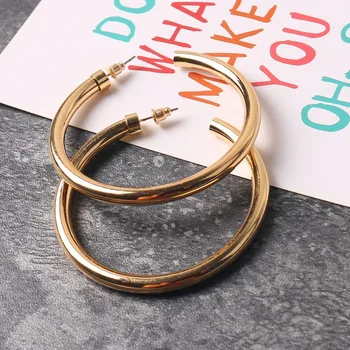 European and American metal size earrings earrings simple retro face small Korean street shooting exaggerated circle ring female