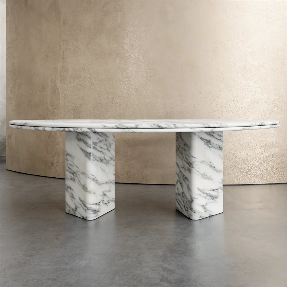 A Semi-circular Tabletop With Triangular Table Legs Dining Table