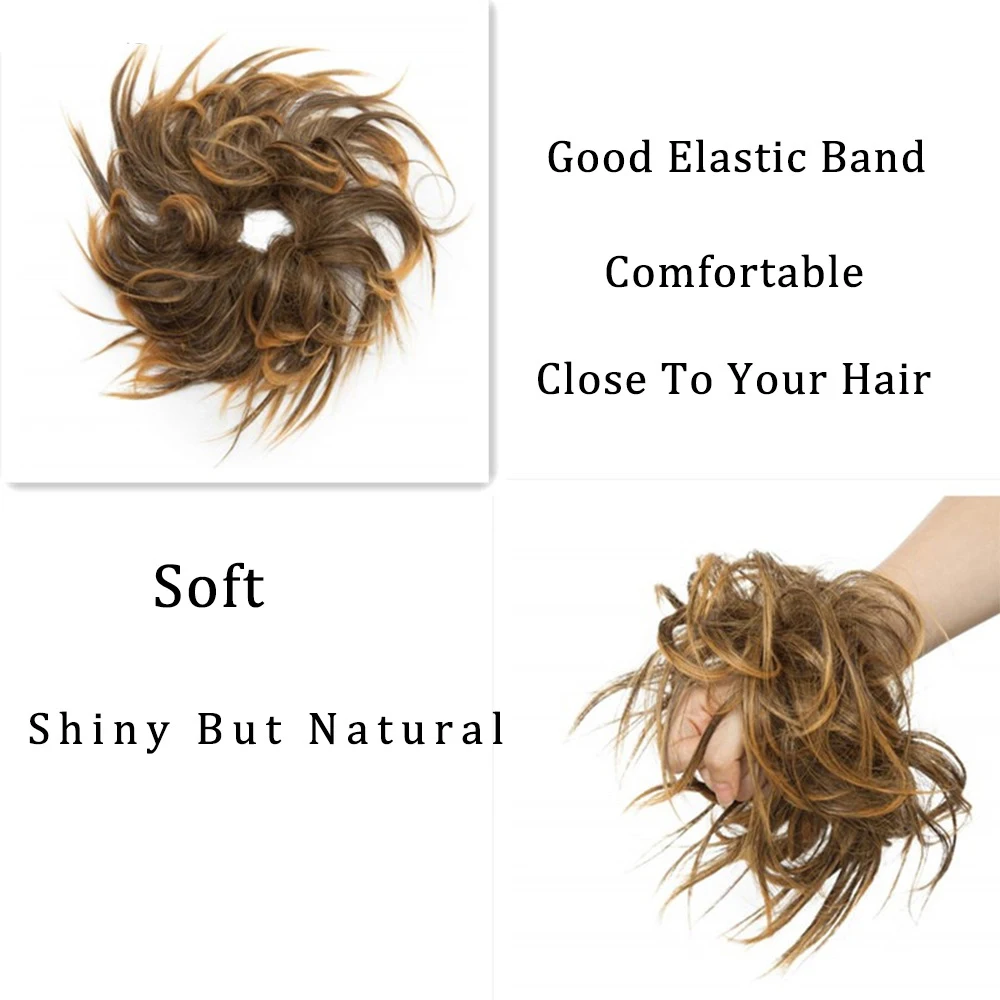 
Пучок волос, шиньоны, удлинители волос, Кудрявые Волнистые волосы для конского хвоста, резинки для волос с резинкой 