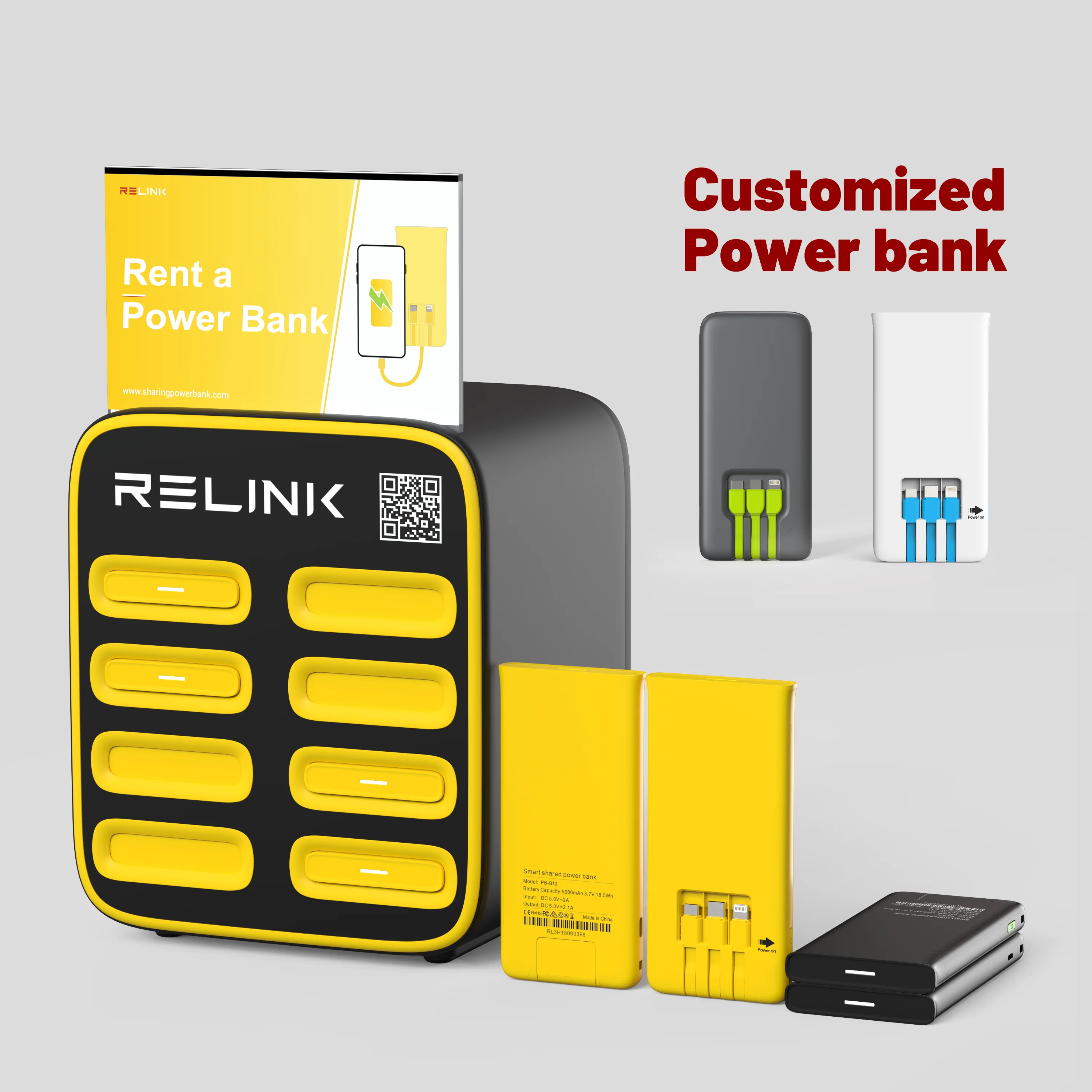 Power Bank Kiosk 8 Slots Power Bank Rental Share Power Bank Station With Screen for Commercial Outdoor Easy to Charge