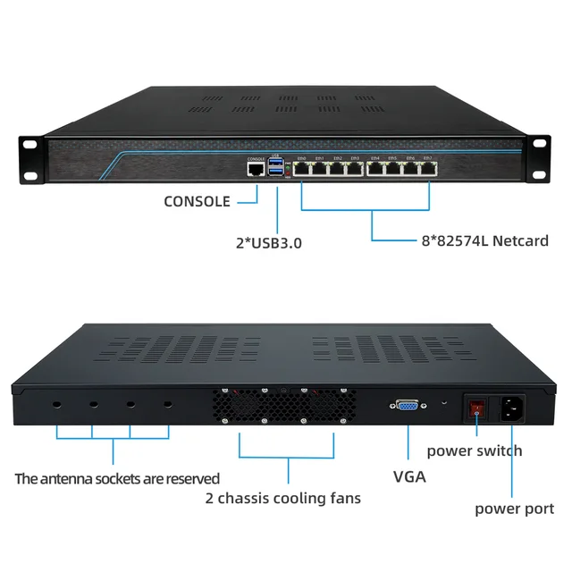8 Gigabit NIC industrial Mini PC x86 SKyLake i5 3120M Dual core AES-NI PFSense Sophos Firewall Router vpn server