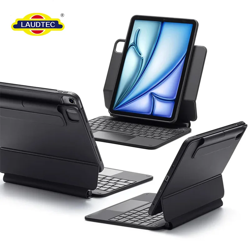 Venta al por mayor para uso empresarial o educativo: funda personalizada con teclado desmontable magnético «mágico» para iPad de 11 pulgadas, combinación 2-en-1 con touchpad y soporte para lápiz, fabricada en fábrica