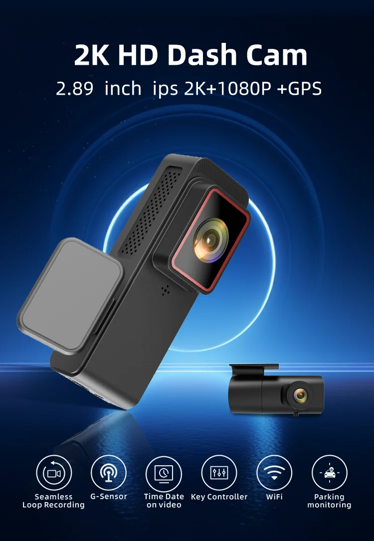 Dual Lens Vehicle Blackbox Dvr User Manual 2.89 Inches IPS LCD 2 Channel 2160P+1080P Black Box F1.8 with WIFI App for Agent supplier