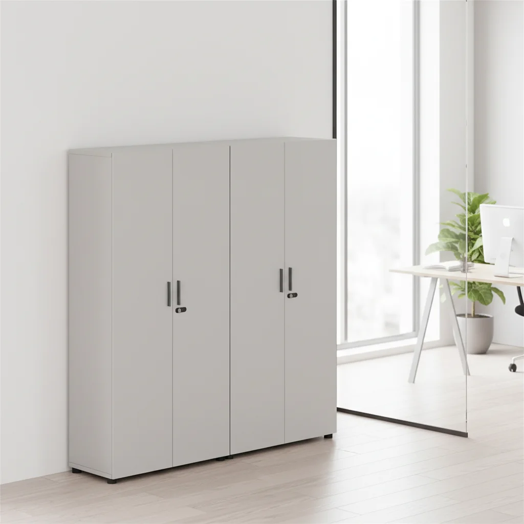 Premium Movable Vertical Double Door Filing Cabinet Documents Storage Solid Wood Construction Business Office Workshop Large 6