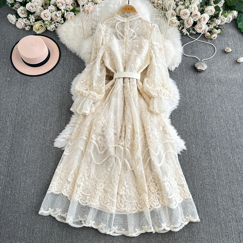 fitted lace wedding dress Women's 1950s Vintage Polka Dot Dress Short Sleeve Button Up Swing Dresses  Elegant Retro A Line Dress with Belt at Amazon Women's Clothing store main image 1
