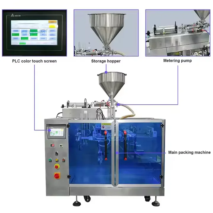 Multi Function Automatic Fresh Milk Cream Premade Spout Bag Filling Packing Machine Milk Liquid Pouch Packaging Machine