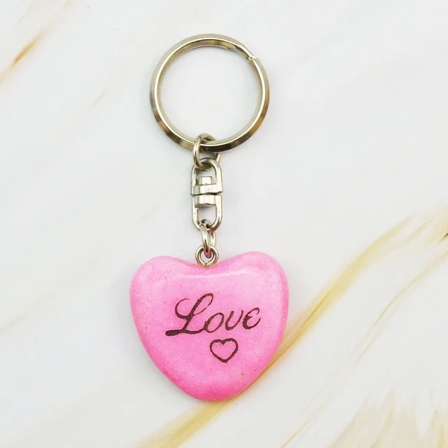 Factory Price Marble Heart Stones Keychain With Engraving Pocket Stone For Customizable Letters Gifts keychain