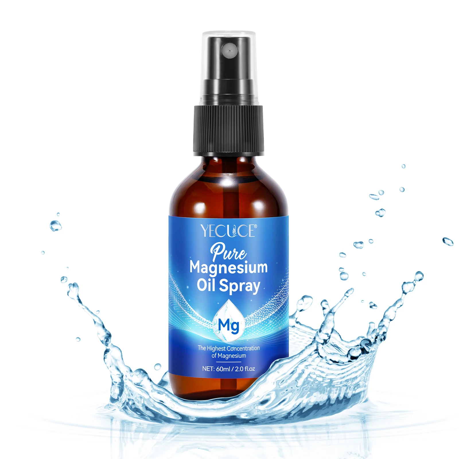 YECUCE 60ml Enhances Muscle Recovery Topical Magnesium Cramp Oil Spray  Oem,magnesium Mist Daily Body Oil Spray All Skin