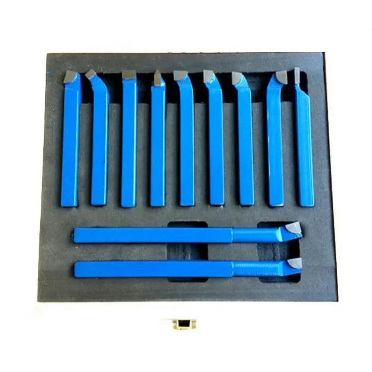 TEBAK Lathe Tools Bit 11pcs Manual Lathe Tool Holder 8MM 10MM DIN Standard 11pcs/set Carbide Tipped Lathe Cutting Tool Set