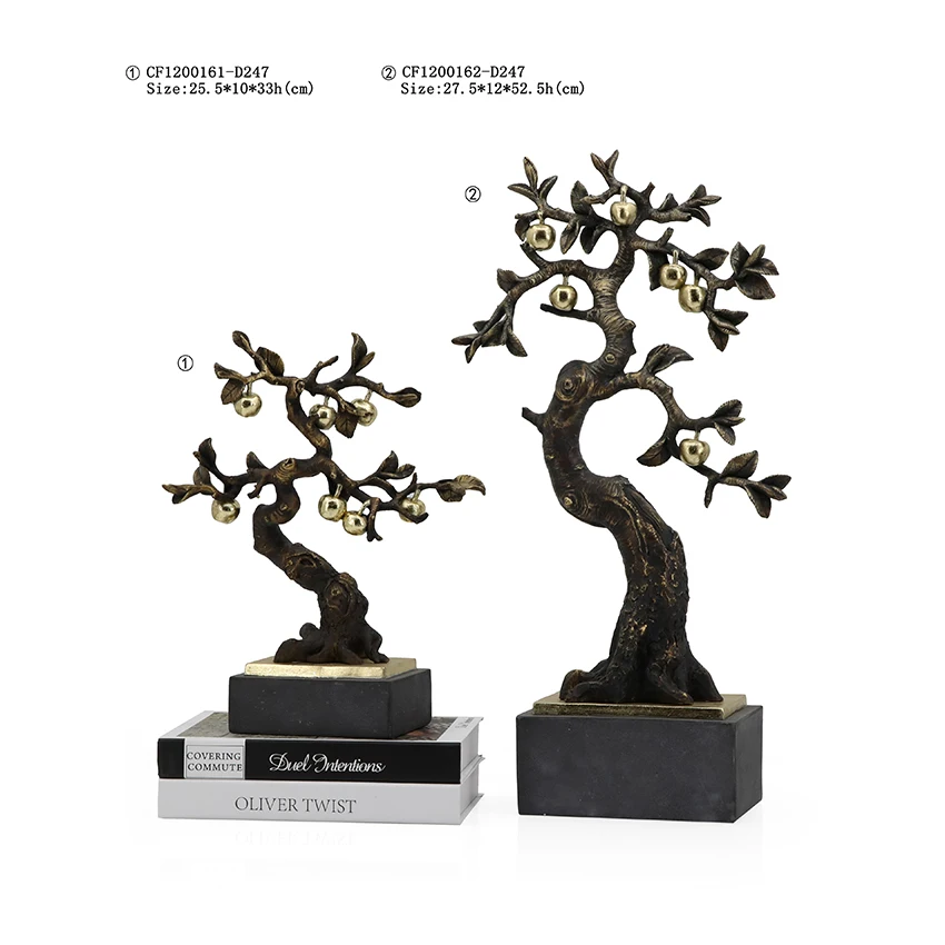 Tropical resin apple tree olive tree jujube tree gold leaf plant sculpture decorations for home manufacture