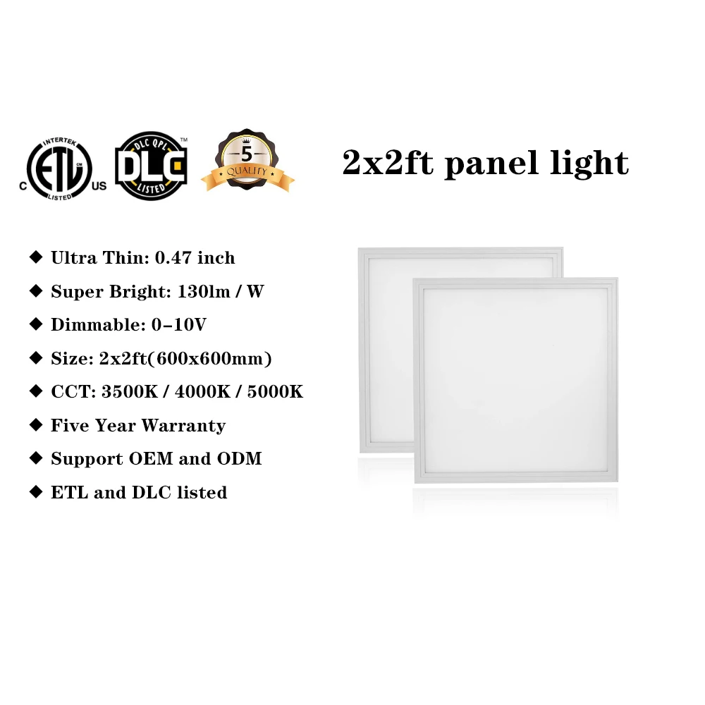 USA Inventory Dimmable 130lmw ETL UL DLC  2x2 36W Flat Light Fixtures 600x600 Recessed LED Panel Light Ceiling