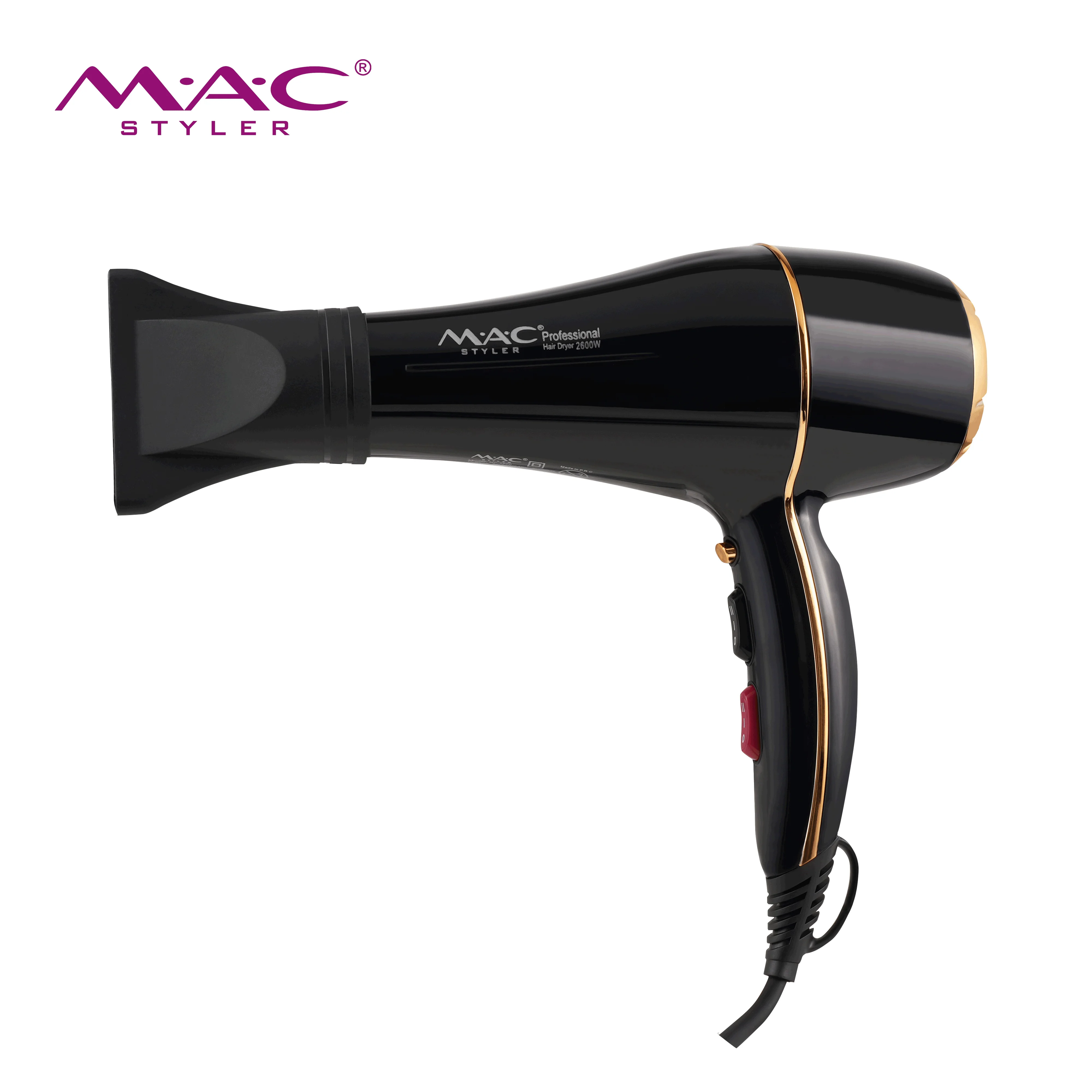 MAC 2600W High Power AC Motor Beauty Hair Dryer Removable Rear Cover Design  High Speed Button Adjustment Salon Hair Dryers