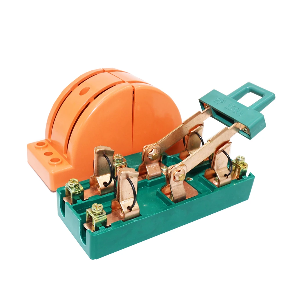 2 Pole 100A  Double Throw Change Over Switch Electrical Blade Knife Switch 2 Phase Isolate Switch Disconnector