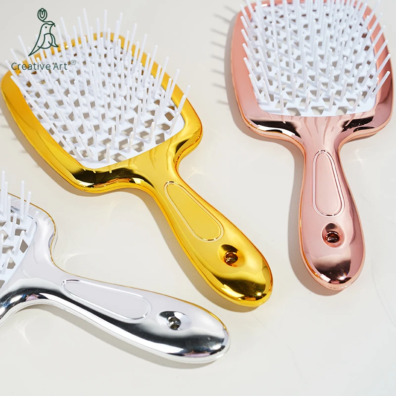 Wholesales Beautiful Gold Plated Grid Comb Detangle Brush For Hair ...